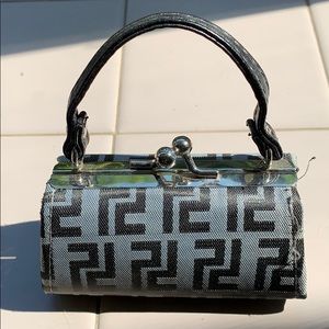 Black & Gray Tik Tok Lipstick case w/strap EUC